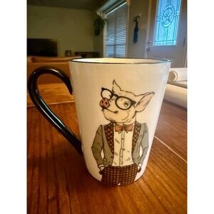 Signature Housewares Dapper Pig Coffee Mug Stoneware Hipster Pig Glasses Bow Tie